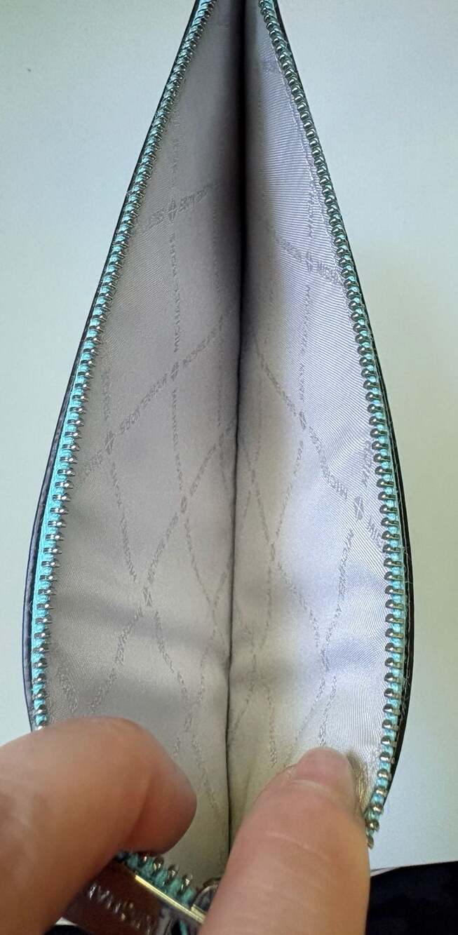 Michael Kors Saffiano Leather Zip Pouch Wristlet in Aquamarine Like New - Picture 6 of 6